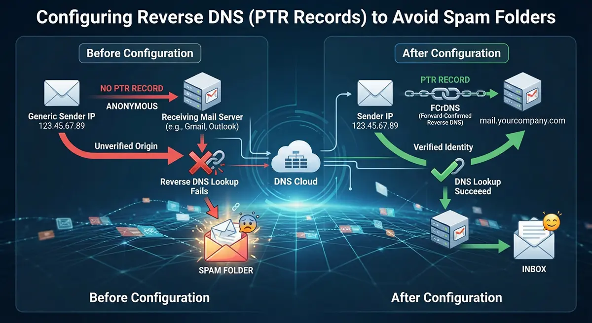 نحوه تنظیم Reverse DNS (PTR Records) برای جلوگیری از قرار گرفتن در اسپم